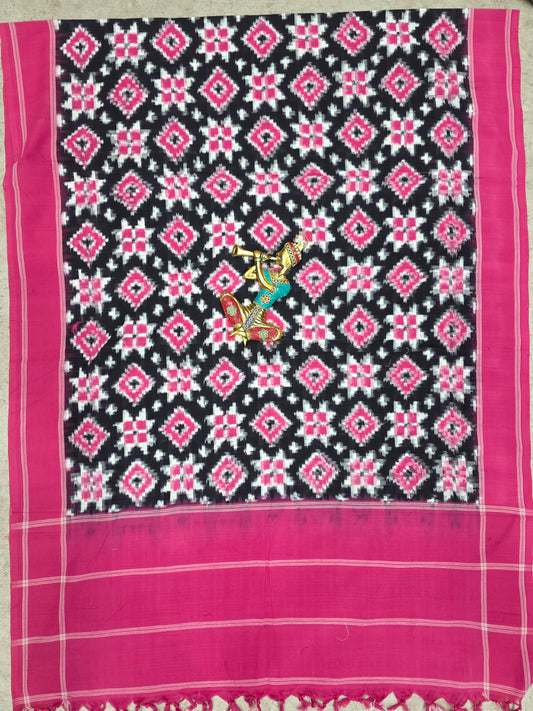 Handloom Telia rumal Double ikkat dupatta-NV550