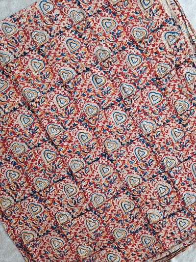 Handblock pure kalamkari cotton running material - DB32