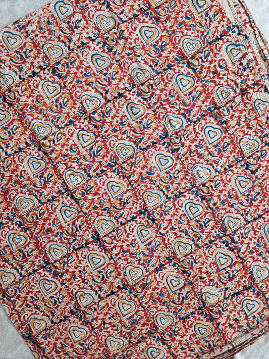 Handblock pure kalamkari cotton running material  ( 0.5 mtrs ) - DB32