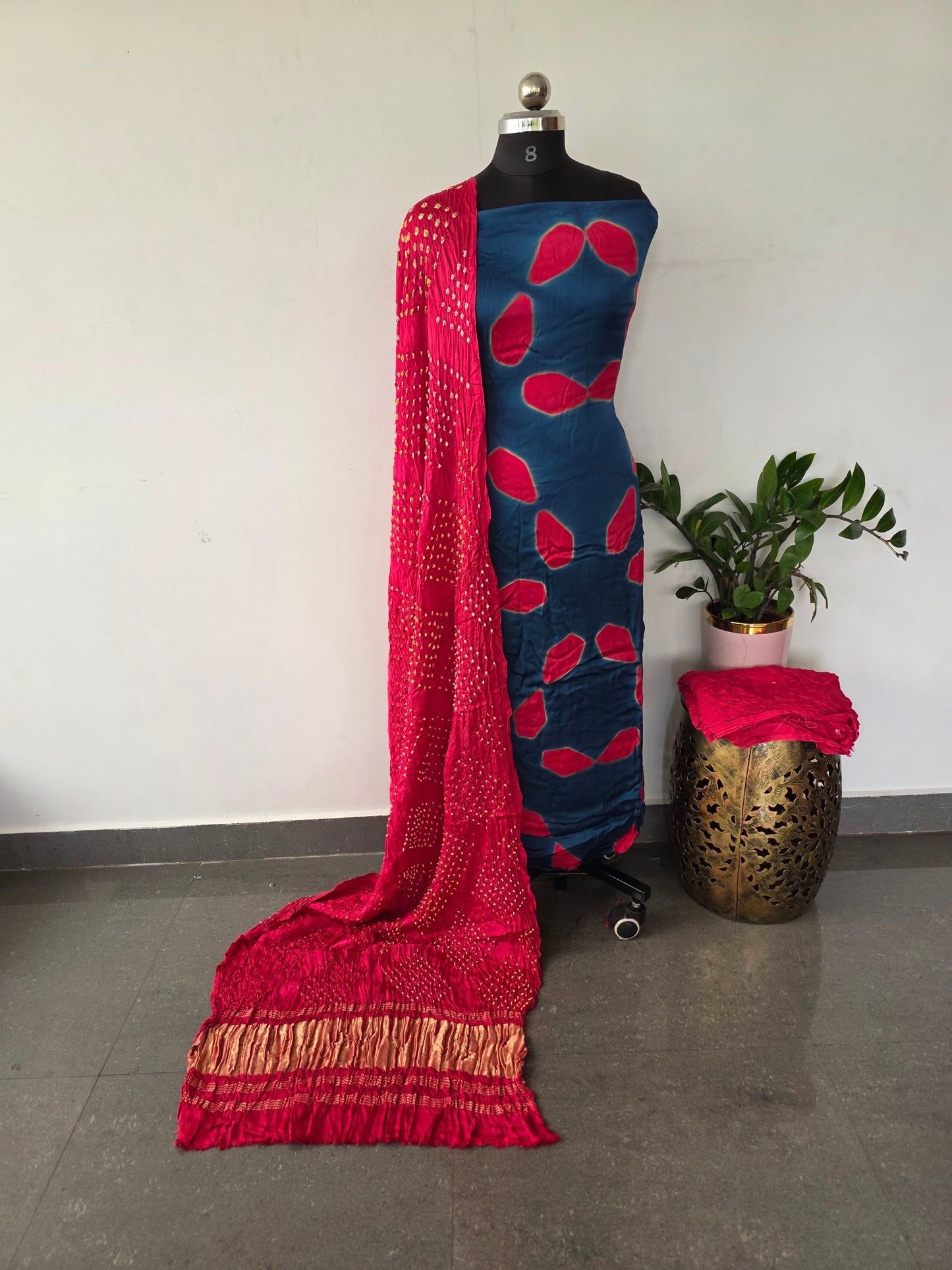 Handcrafted clap-dyed bandhani modal salwar set -BN104