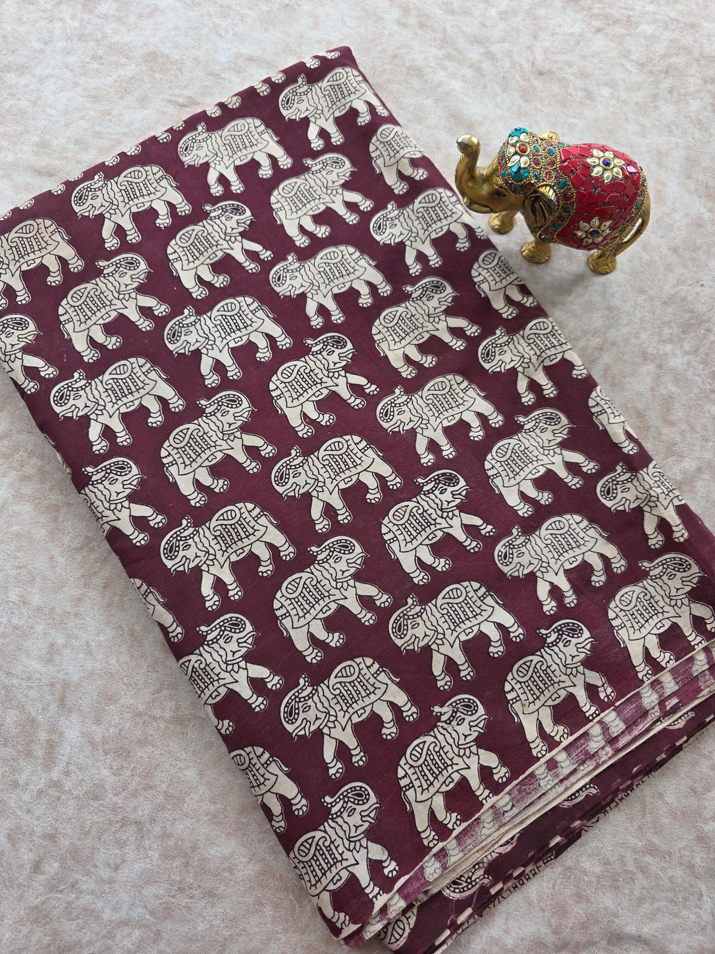 Pure silk kalamkari  running material (1 meter)- KM71