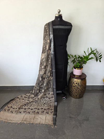 Pure chennuri silk top with pure chennuri silk kalamkari mangalagiri border - AK321