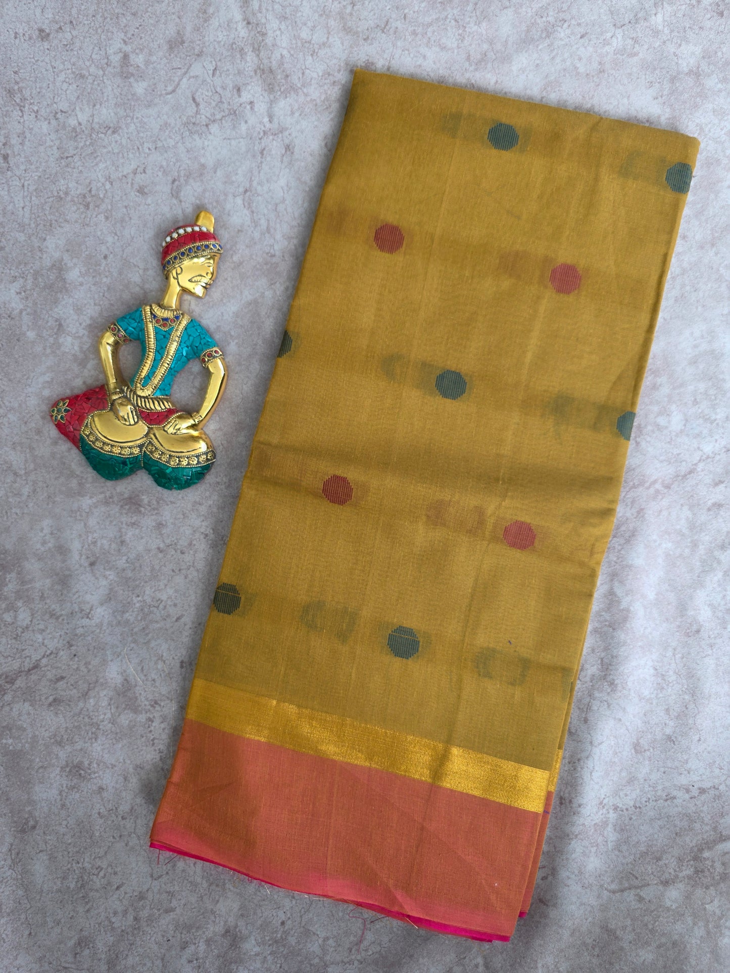 South cotton butta saree with zari border - MAA189