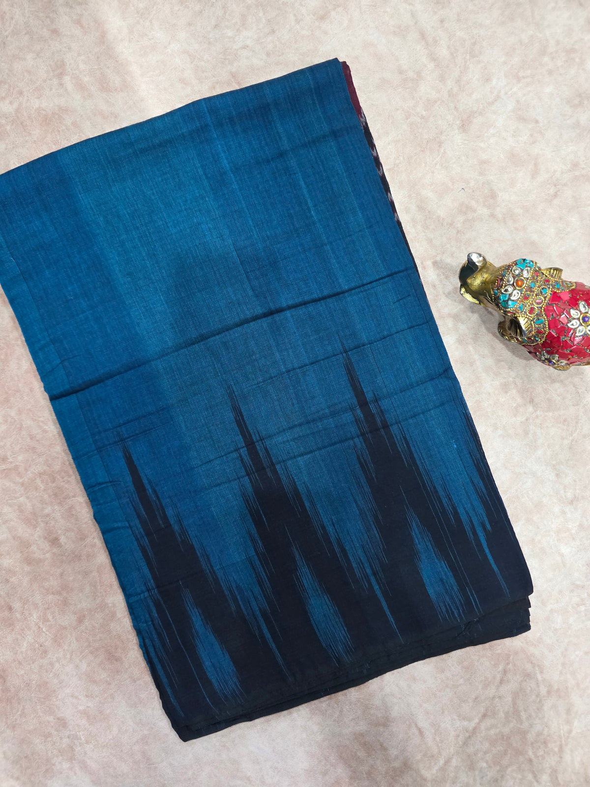 Konark ikkat soft cotton temple border saree - WW229