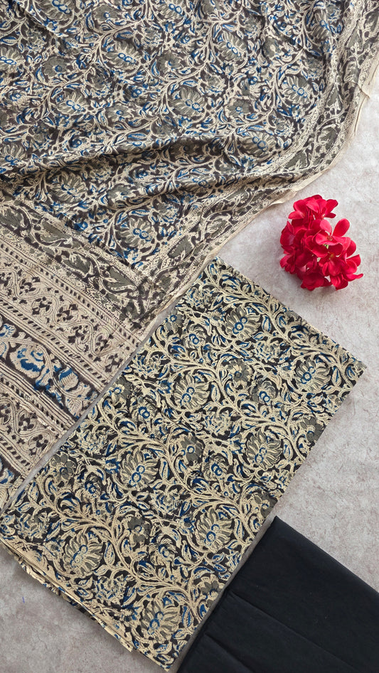 Handblock pure kalamkari cotton set  - AL49