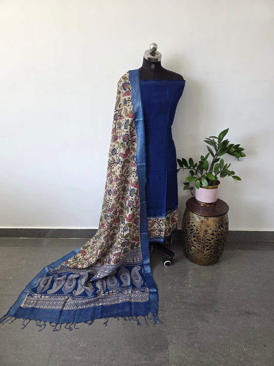 Gap border Mangalagiri kalamkari  silk sets ( 2.5 mtrs ) - GA5