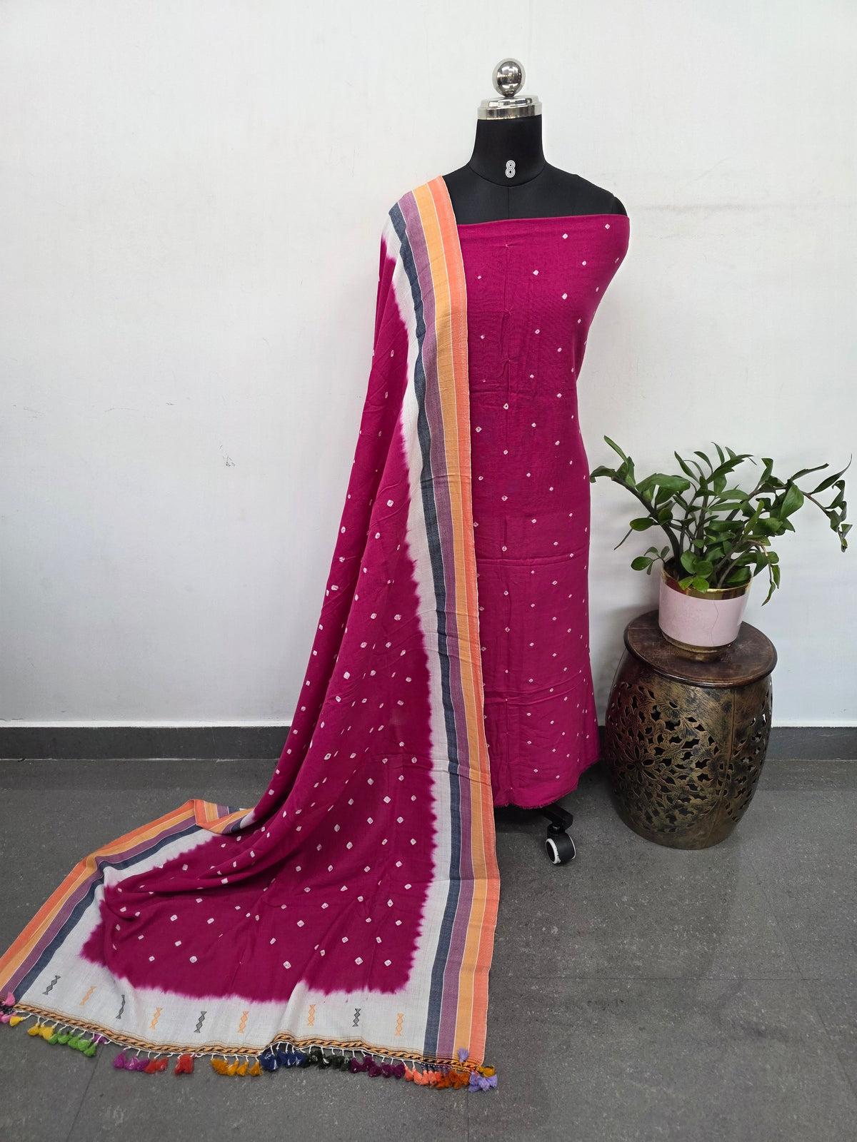 Bhujodi bandhani handloom soft cotton suit-  HZ305