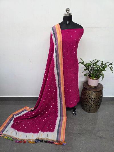 Bhujodi bandhani handloom soft cotton suit-  HZ305