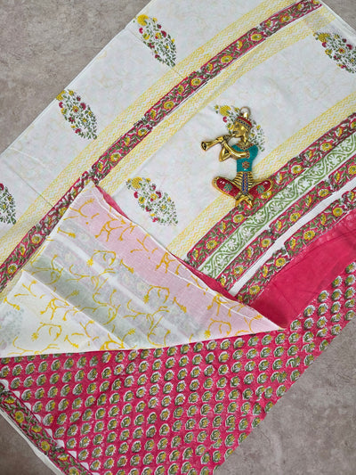 Handblock Jaipuri pure cotton saree - JA539