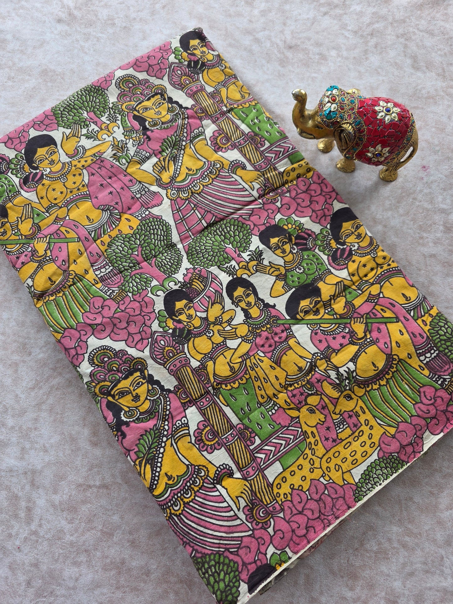 Pure kalamkari cotton running material (0.5 meter)- KM56