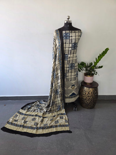 Handcrafted ajrakh modal silk set - HZ41