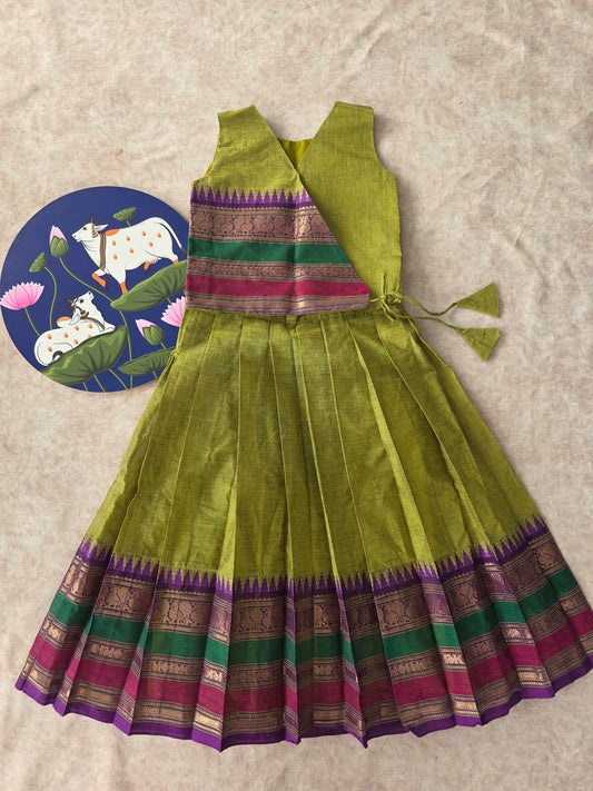 Chettinadu cotton pavadai set (Angrakha pattern) - KH3
