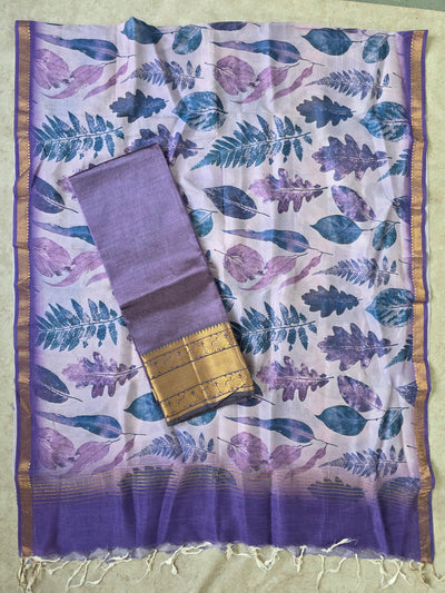 Handloom mangalagiri silk top with pure mangalagiri digital silk shawl - ML27