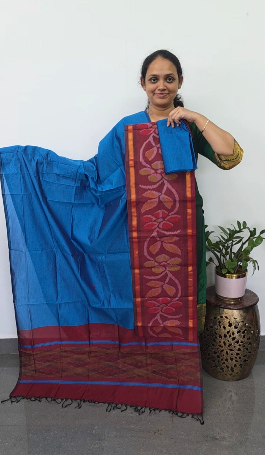 Pochampally sico set with ikkat damn -SD434