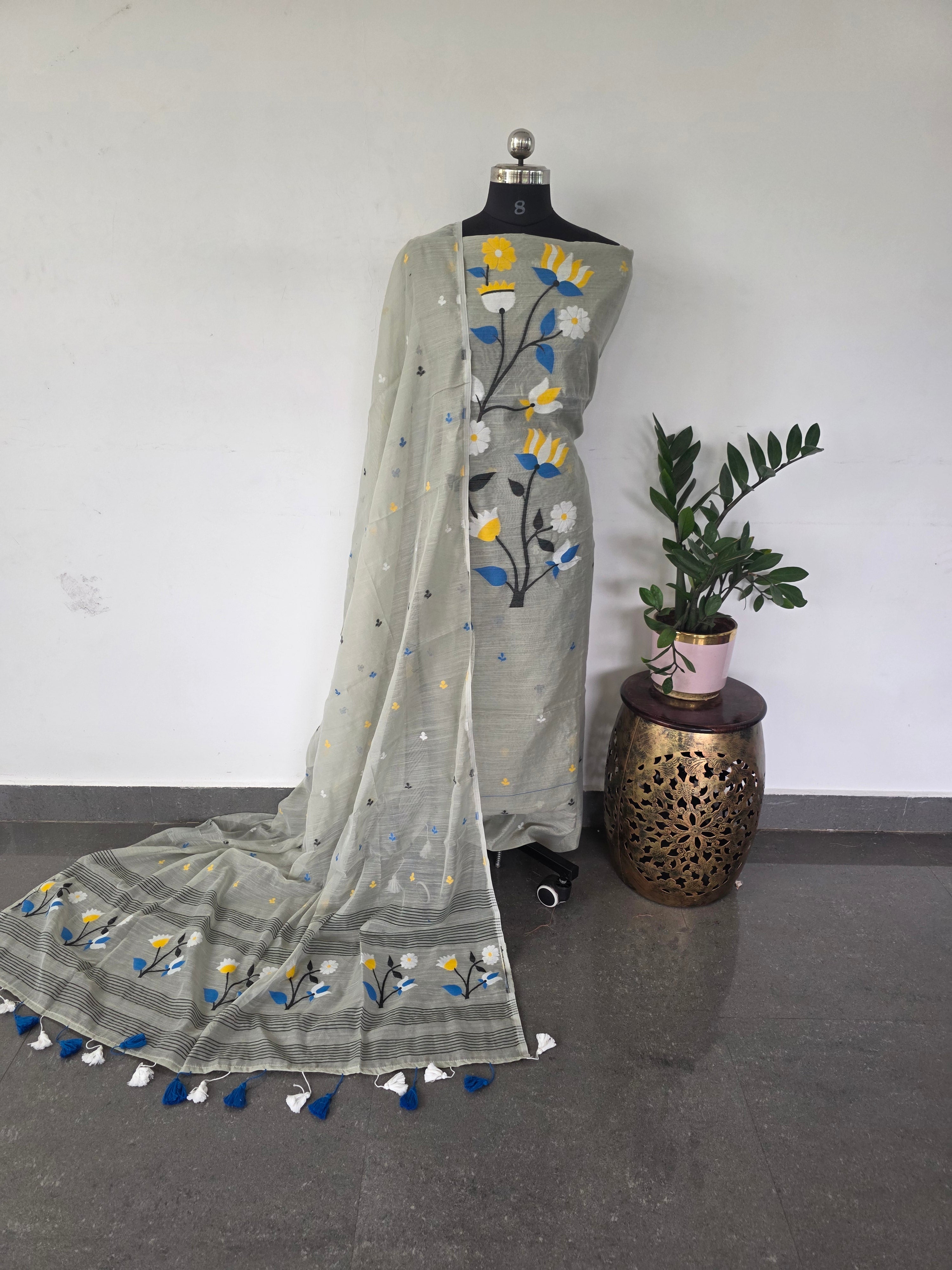 Premium Jamdhani silk cotton set - JS6