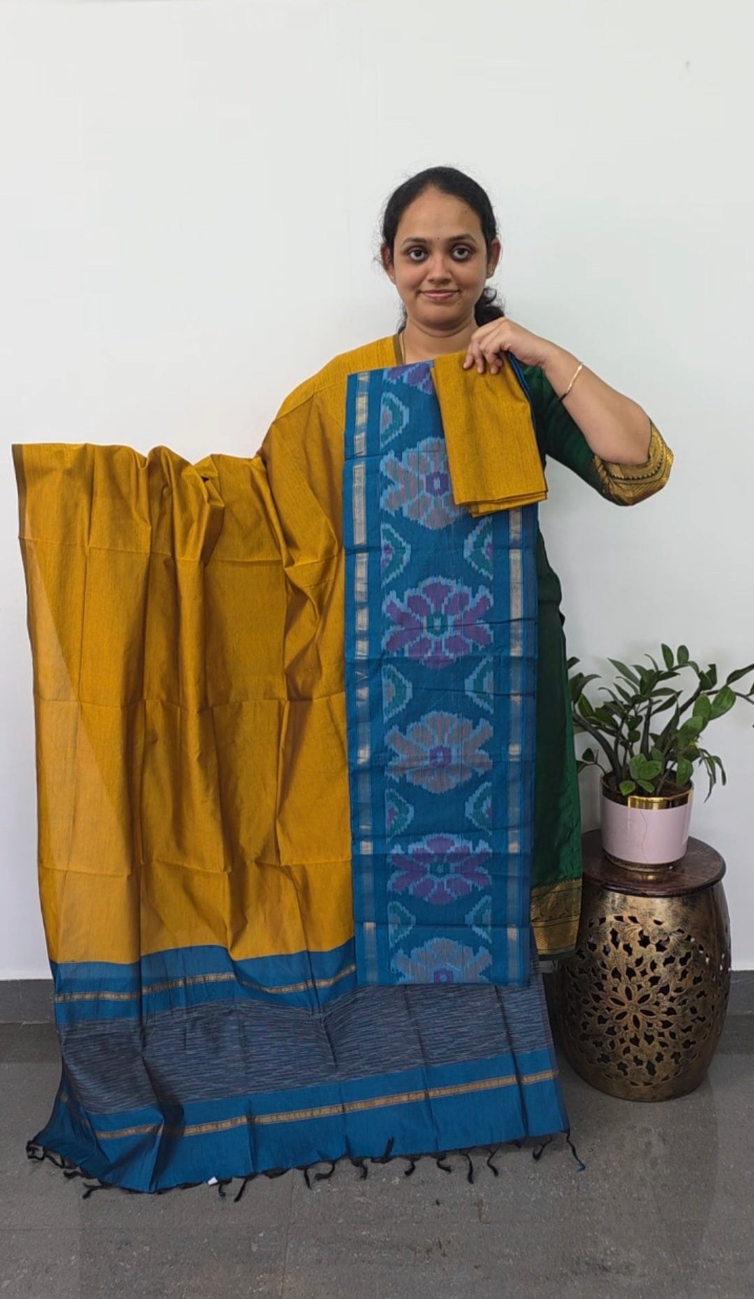 Pochampally sico set with ikkat damn -SD436