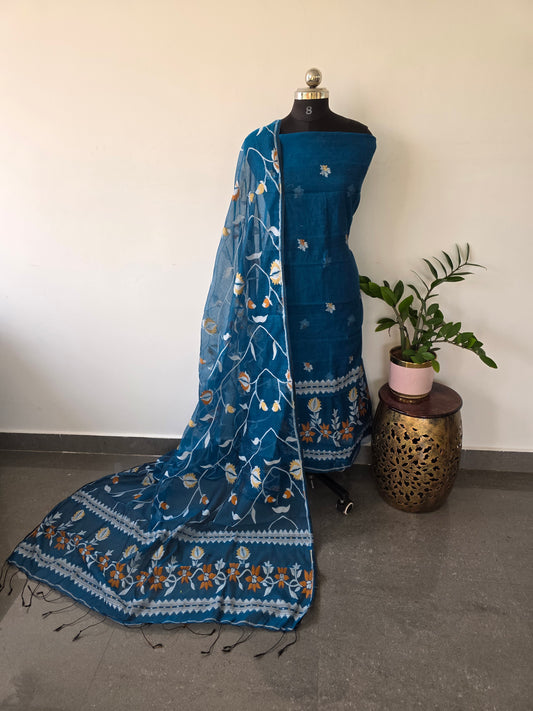 Silk cotton jamdhani set - AV63