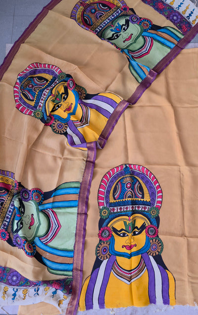 Handcrafted Kalahasthi Penkalamkari bangalore silk set - KH74