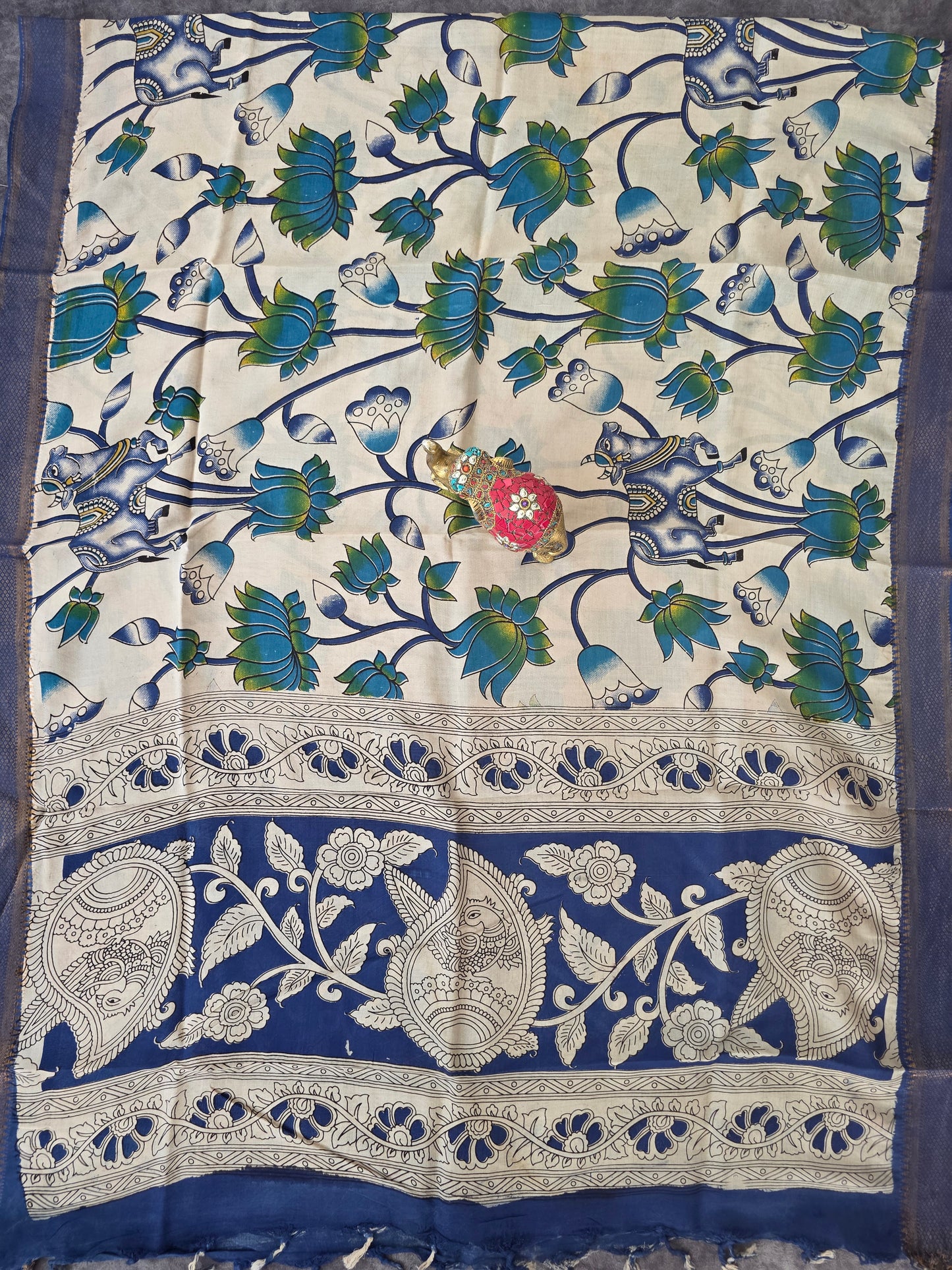 Handcrafted chennuri kalamkari silk dupatta - KAA20