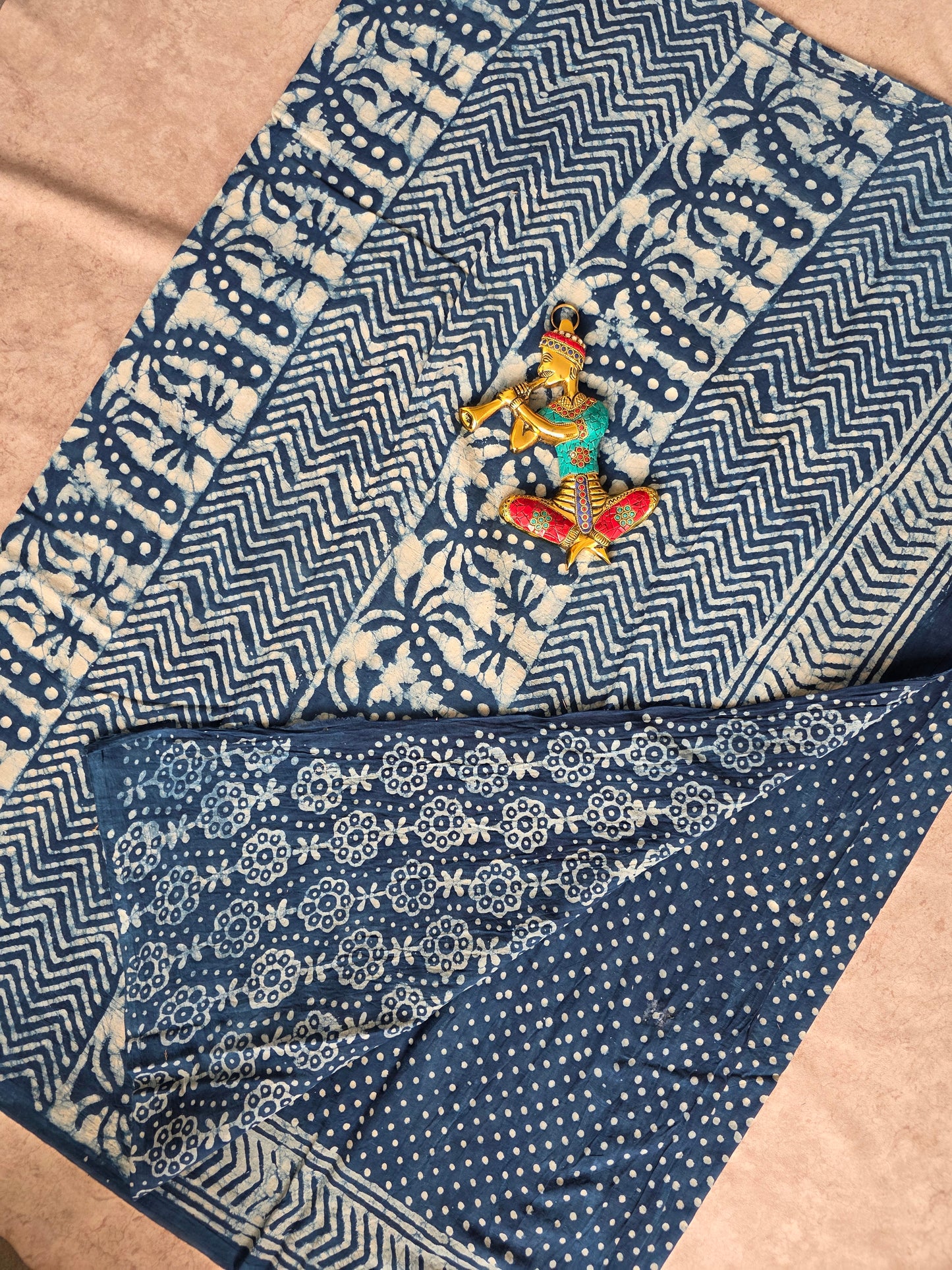 Handblock Jaipuri pure cotton saree - JA505
