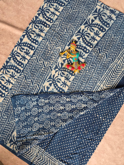Handblock Jaipuri pure cotton saree - JA505