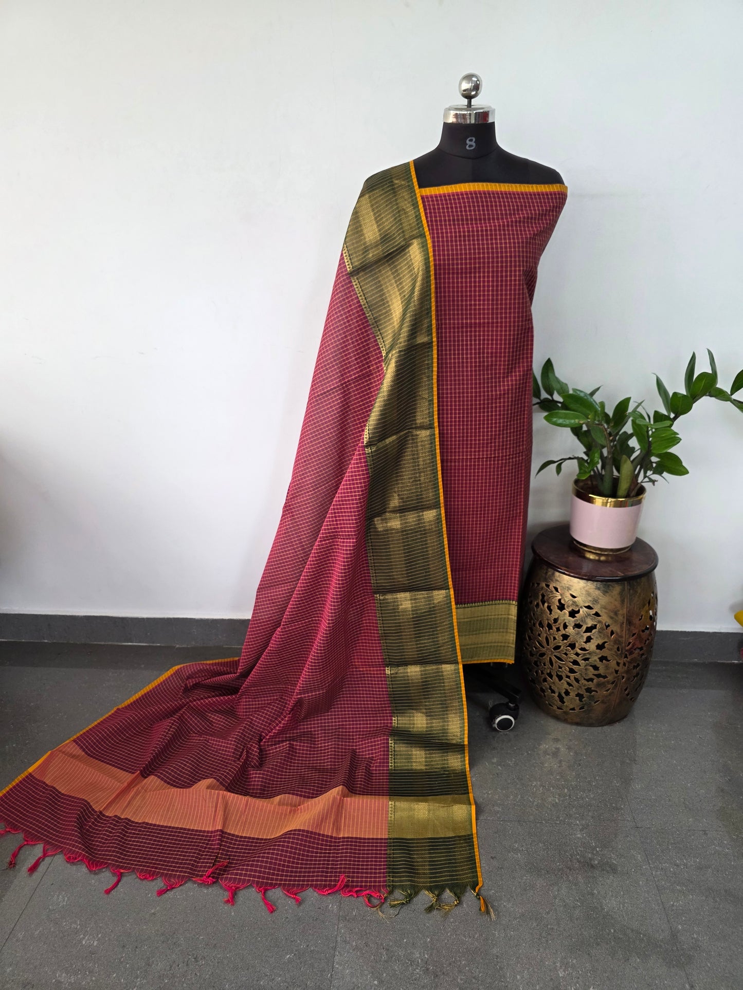Checked Premium kanchi cotton salwar (2pc set) - KFS30