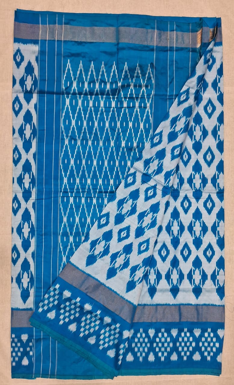 Handloom Mulberry pure Ikkat pattu saree- WW579