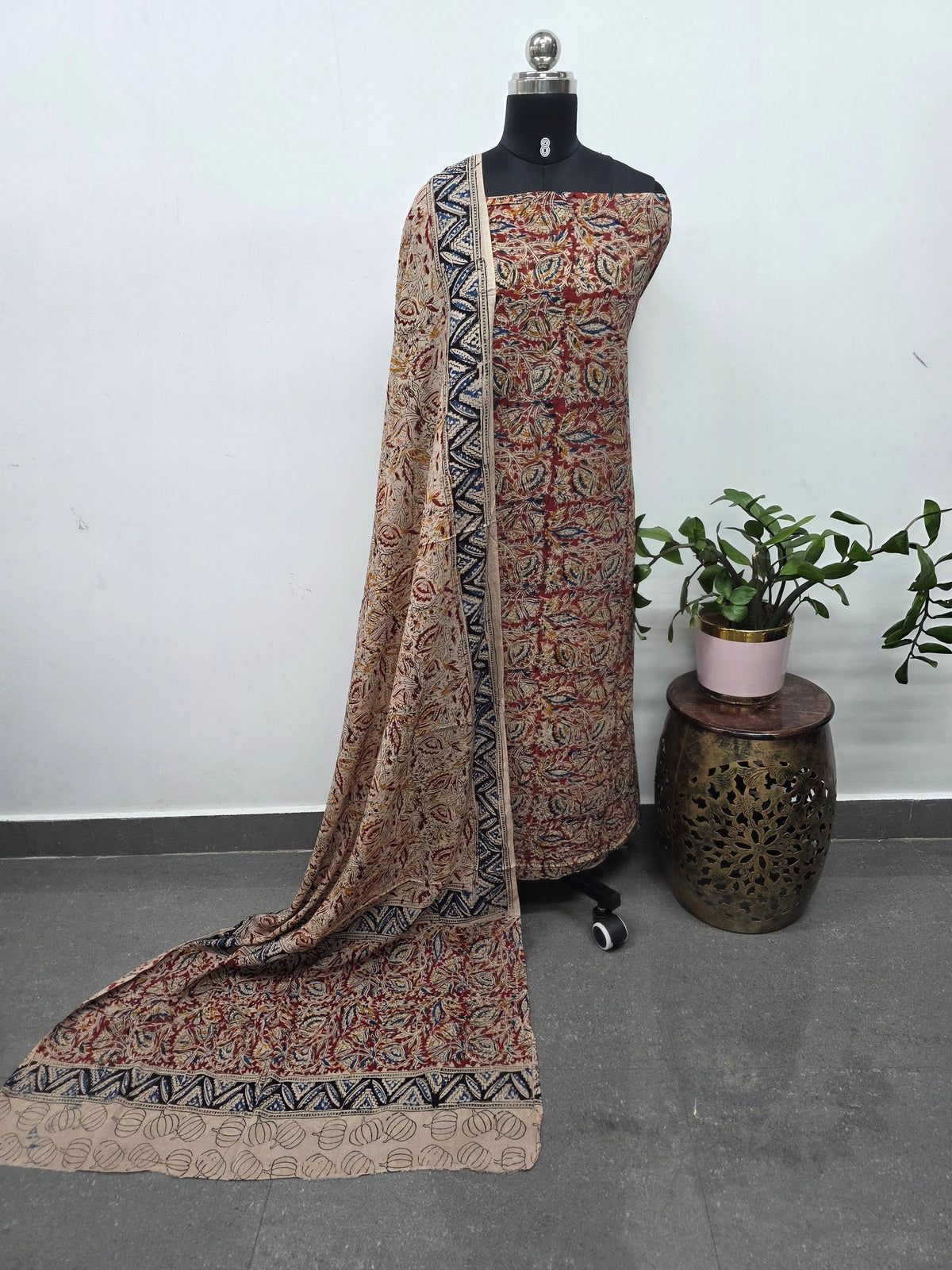 Handblock pure kalamkari cotton set (2 pc set) - AK520