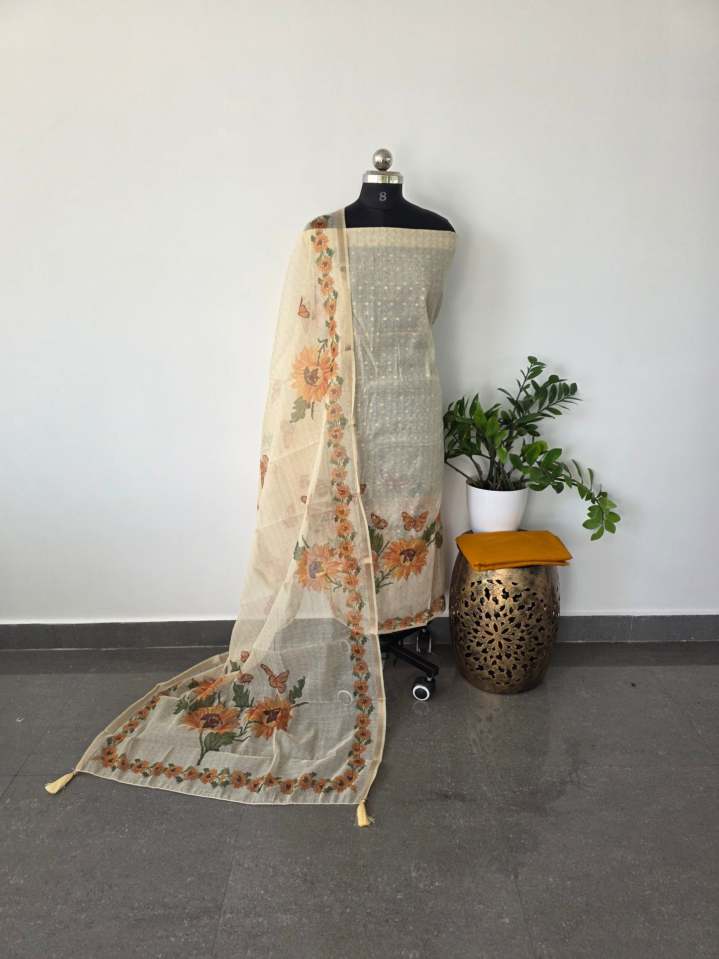 Premium butterfly picwai silk cotton set ( with lining ) - butterfly