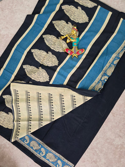 Handblock Jaipuri pure cotton saree - JA541