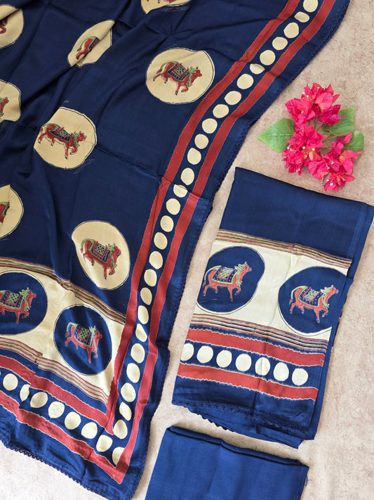 Jaipuri satin modal silk set - JN85