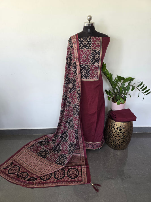Fancy vichtra ajrakh silk set - CLA130
