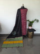 Handcrafted ajrakh cotton top with kantha applique mirror  cotton shawl - BAA65
