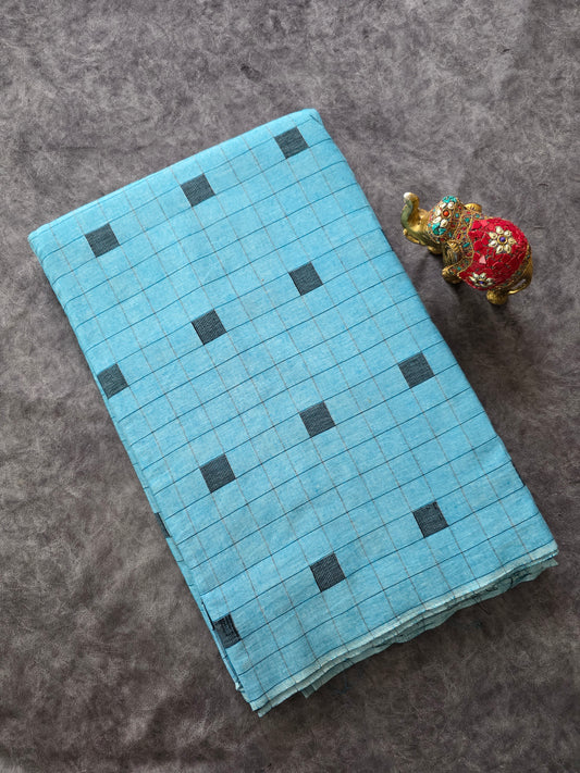 Prewashed Checked Pure handloom cotton running material ( 0.5 mtrs ) - HRM31