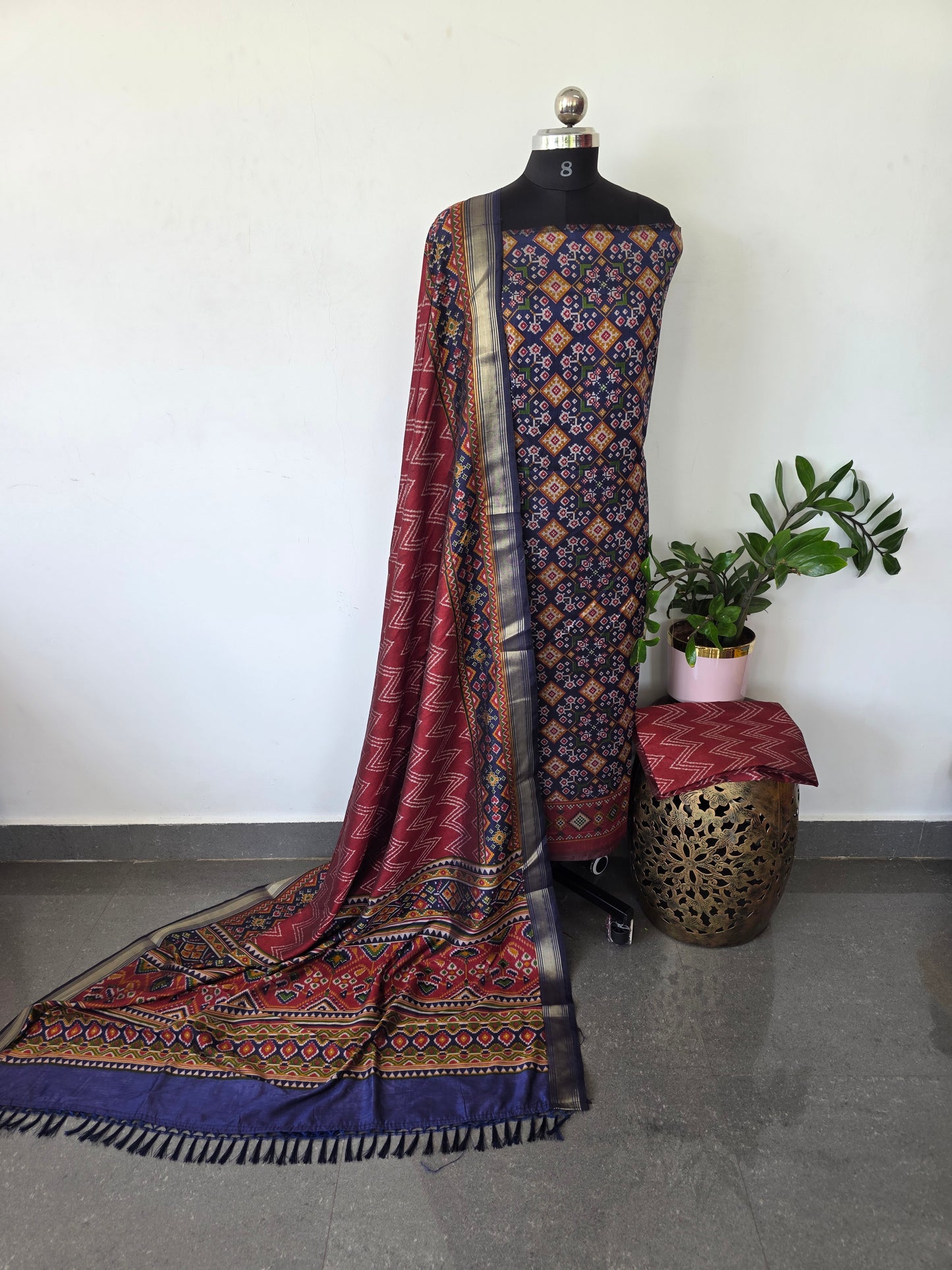 Premium semi Patola silk set - PK110