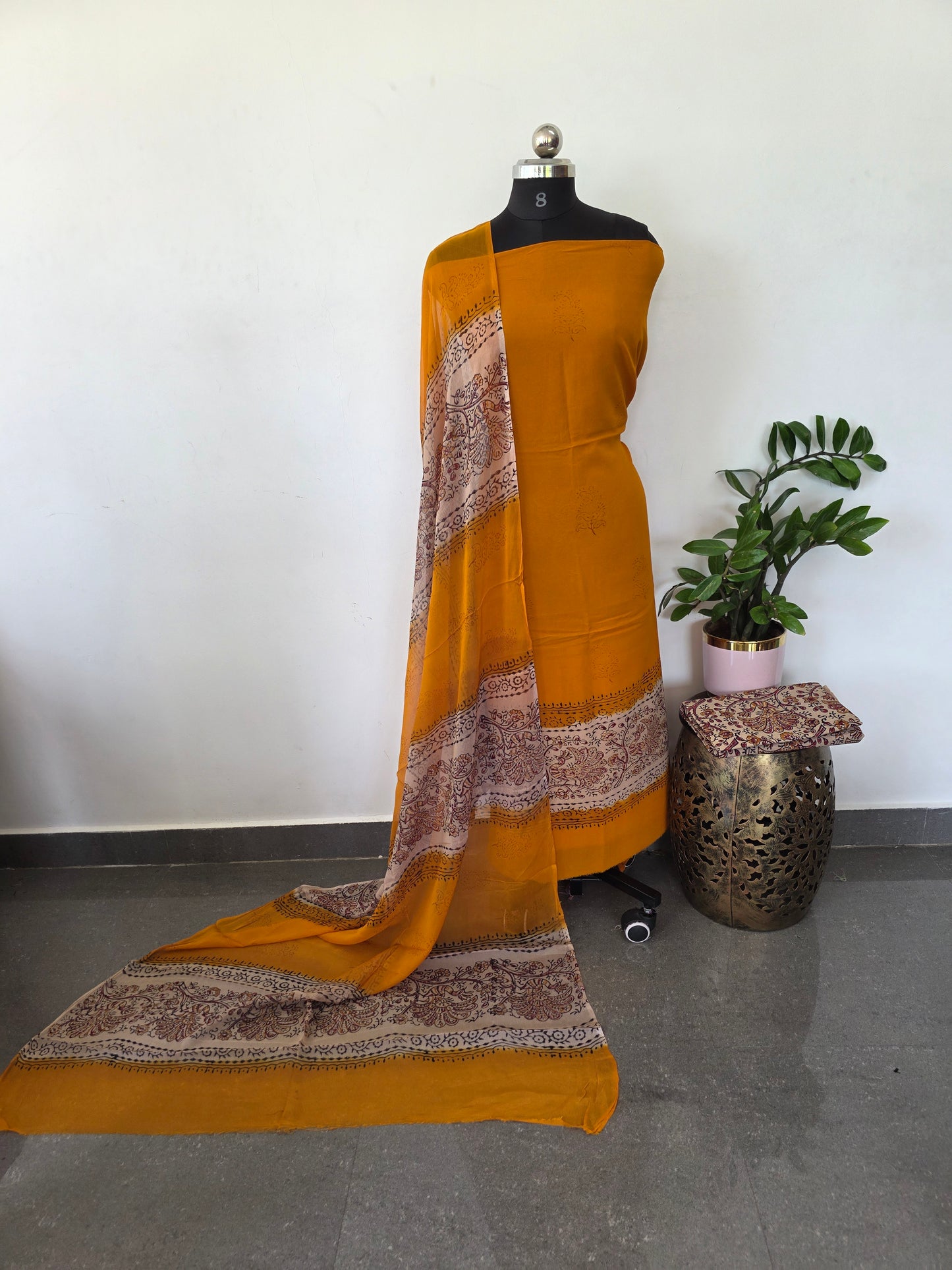 Handblock georgette salwar set - GE168
