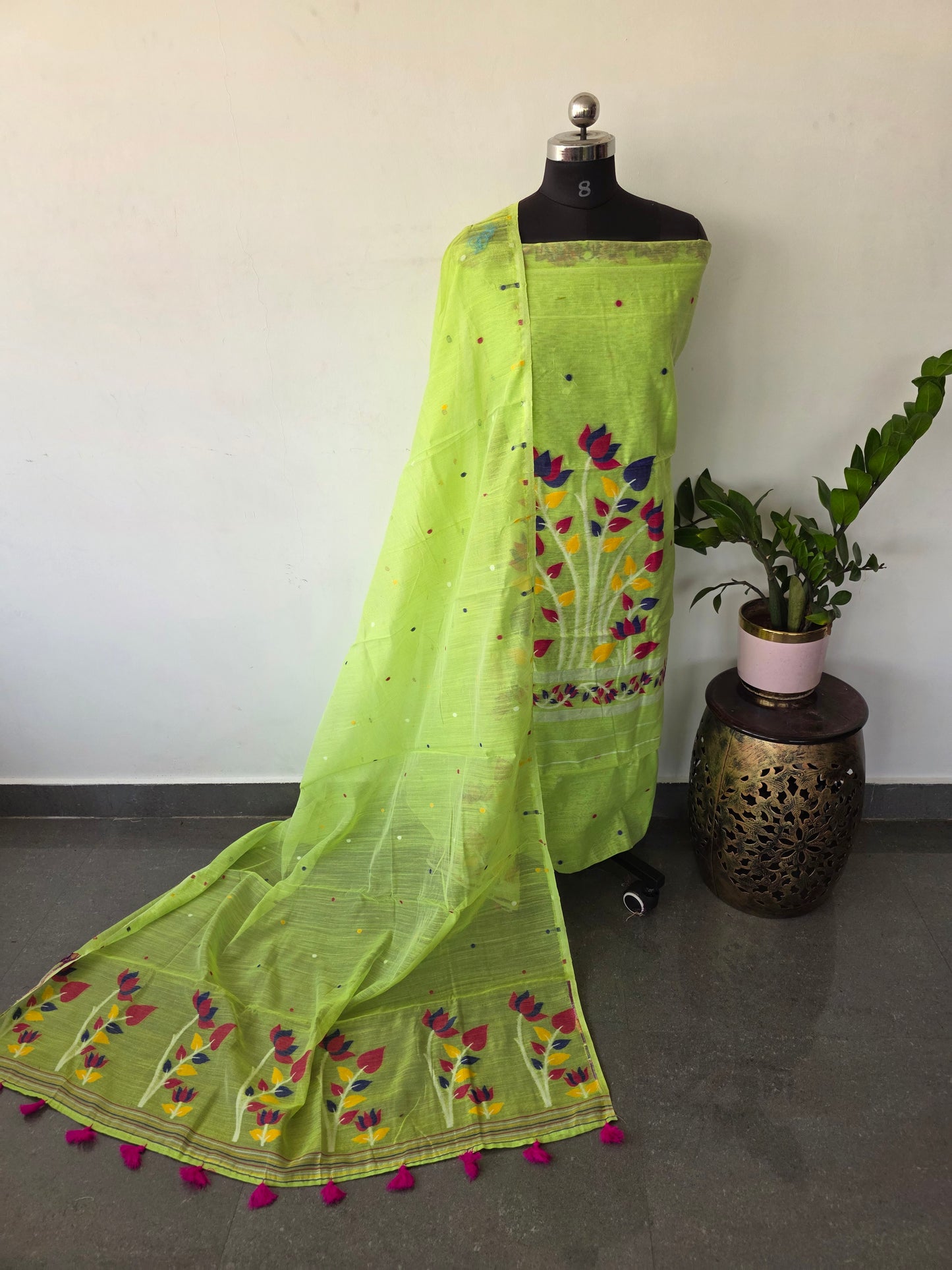 Premium Silk cotton jamdhani set  - AV288