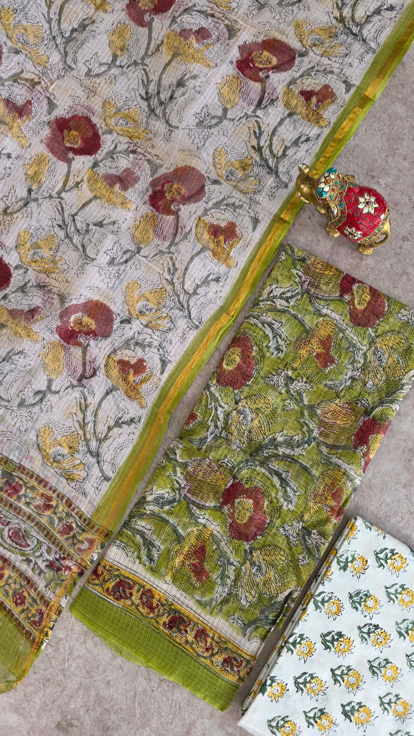 Handblock jaipuri kota doria set - JA893