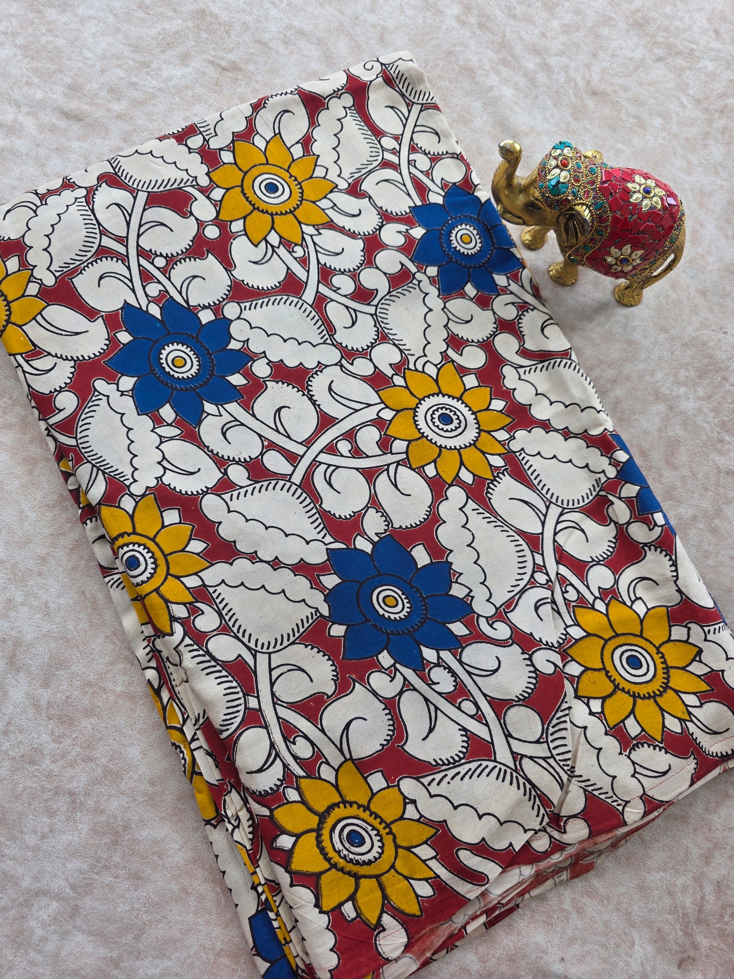 Pure silk kalamkari  running material (1 meter) - KM70