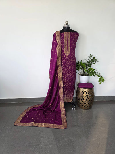 Premium Banarasi soft silk set - violet BS3