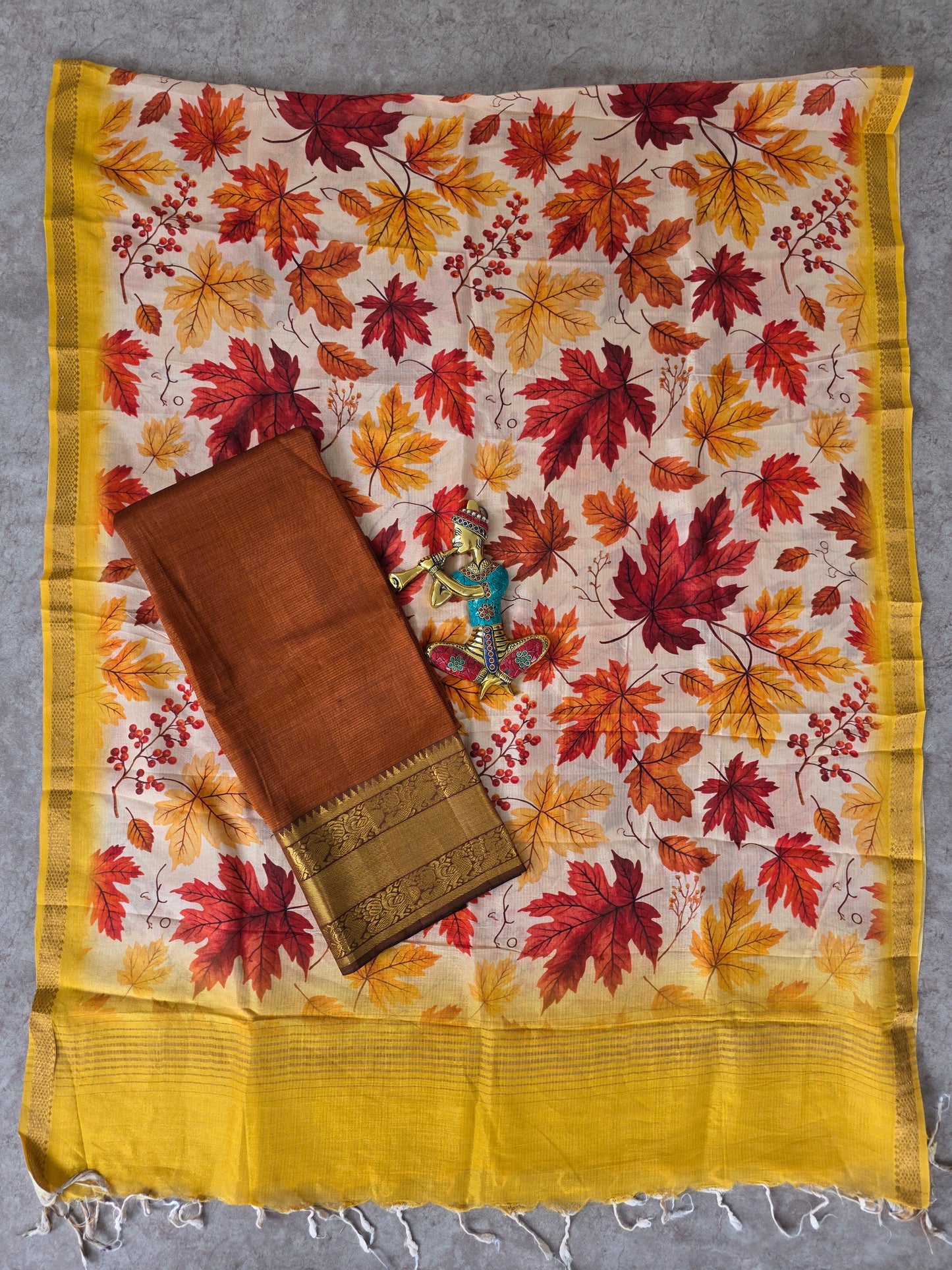 Handloom mangalagiri silk top with pure mangalagiri digital silk shawl - ML37