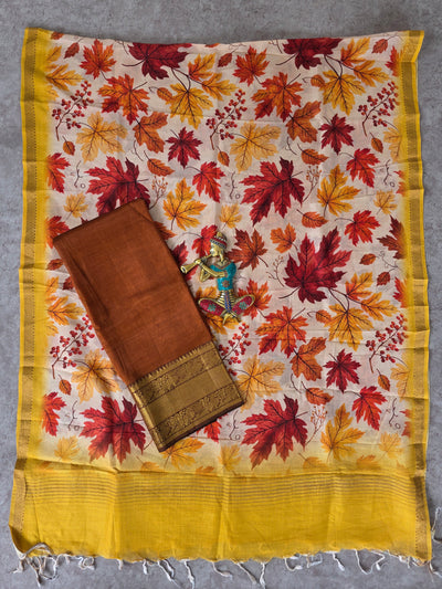 Handloom mangalagiri silk top with pure mangalagiri digital silk shawl - ML37
