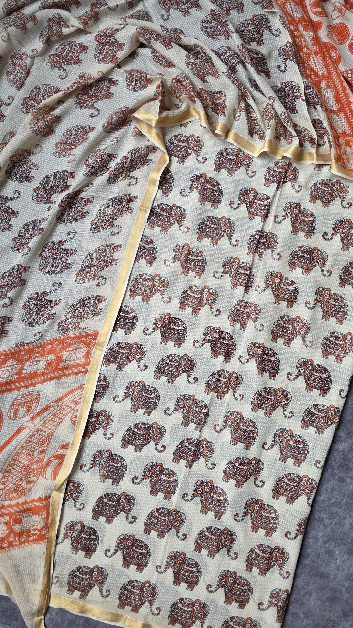 Handcrafted Kota kalamkari set (2 pc set )- AK309