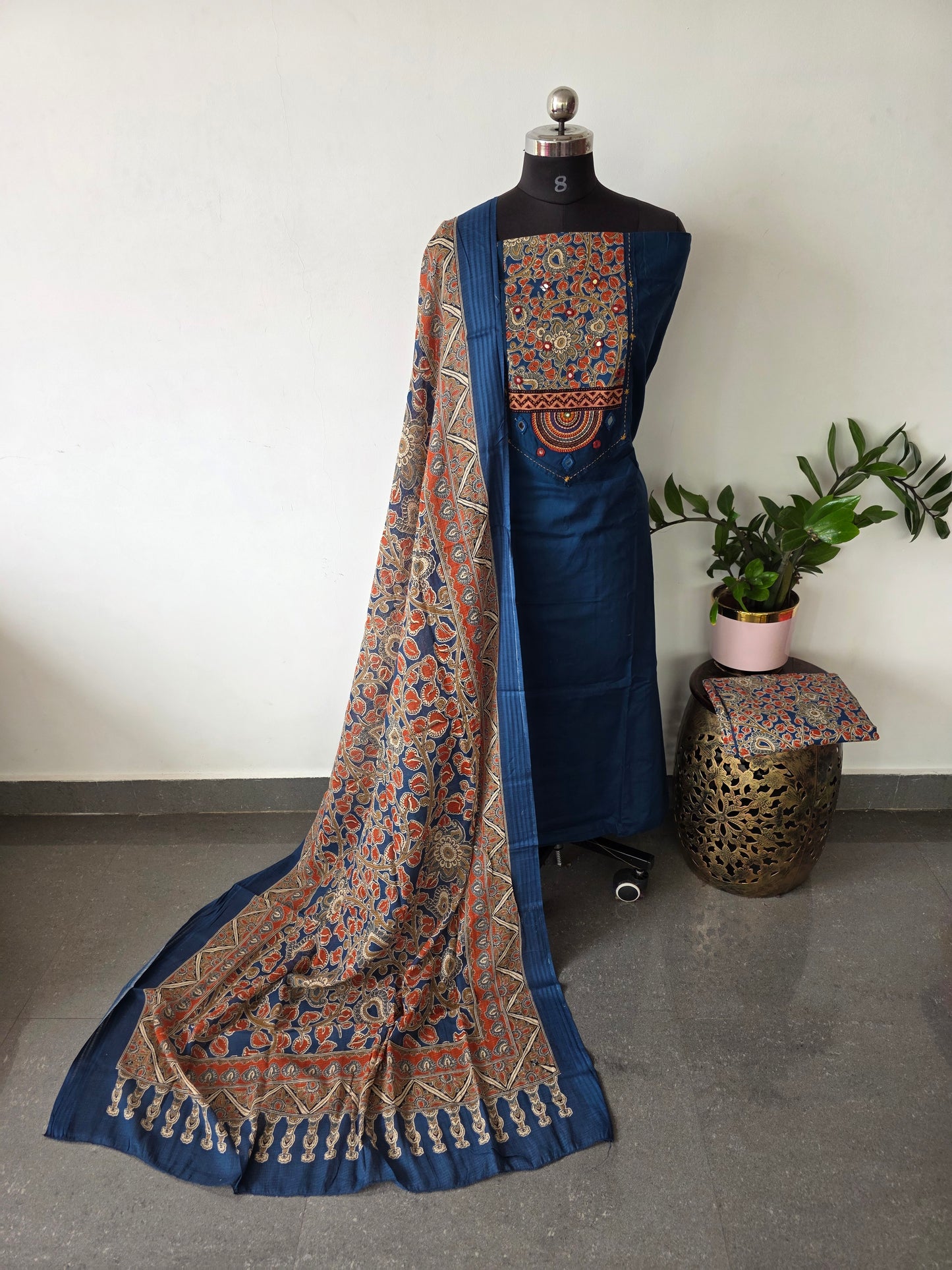 Premium cotton Handwork embroidery with kalamkari salwar - AS42