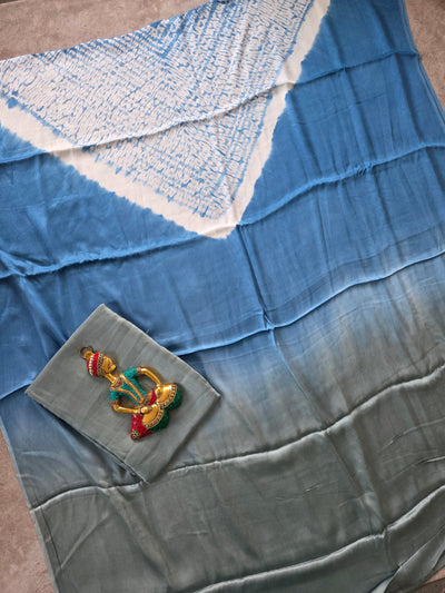 Handcrafted shibori Modal satin silk set - SM5