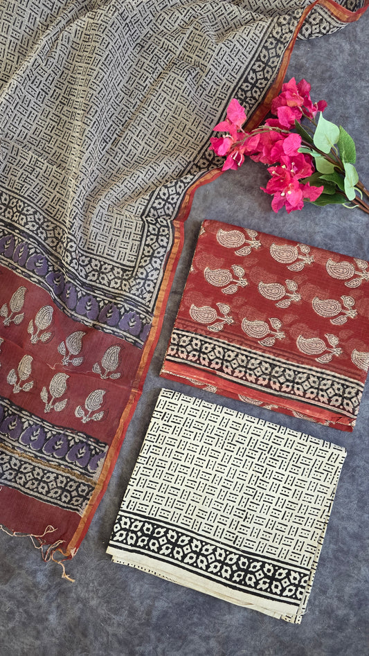 Handblock Jaipuri Kota doria set - JA277