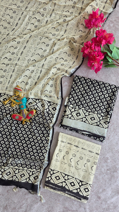 Handblock Jaipuri linen cotton set - JX1