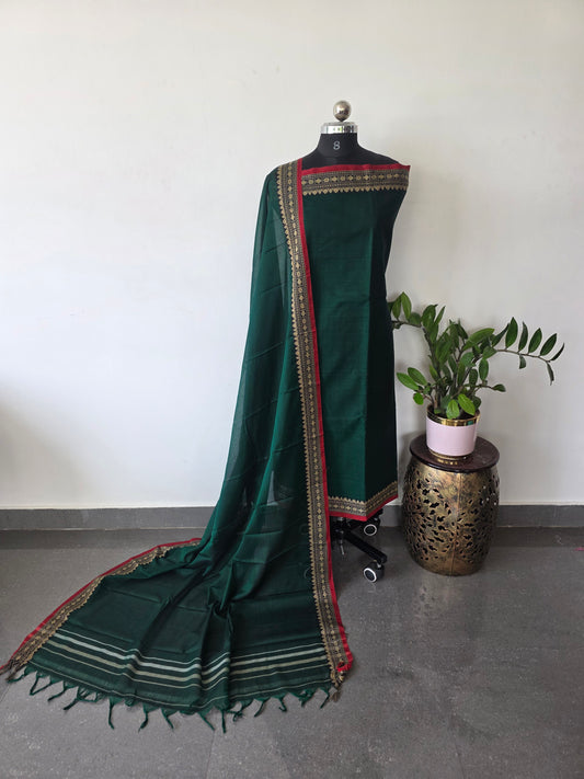 Mercerised  narayanapet salwar set  (4.5 meters)(green)- NA357