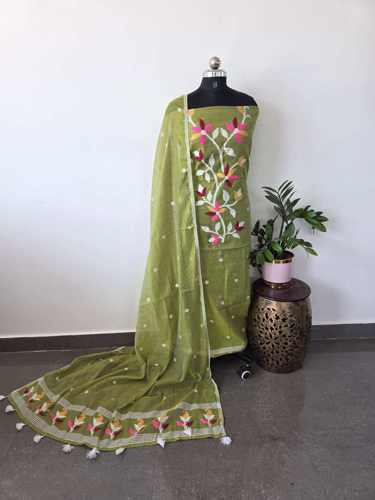 Premium silk cotton jamdhani set - AV63