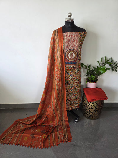 Pure ajrakh cotton with Kalamkari handwork yoke salwar - AS21